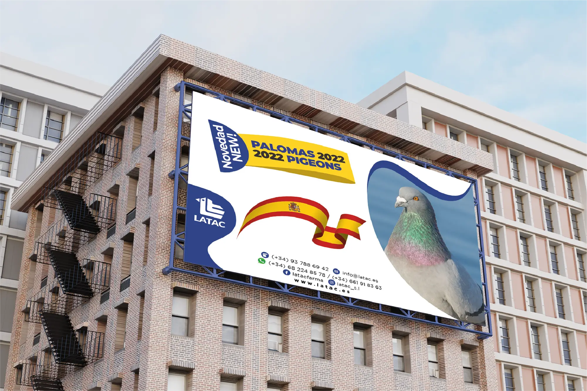 panneaux publicitaires lancement produit Latac pigeon